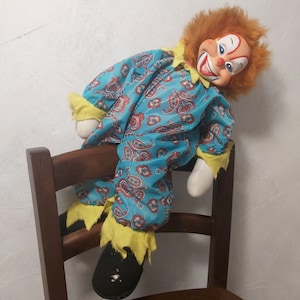 Vintage Rushton Star clown. Vintage large stuffed clown Rushton rubber face. Creepy clown doll vintage 1960s