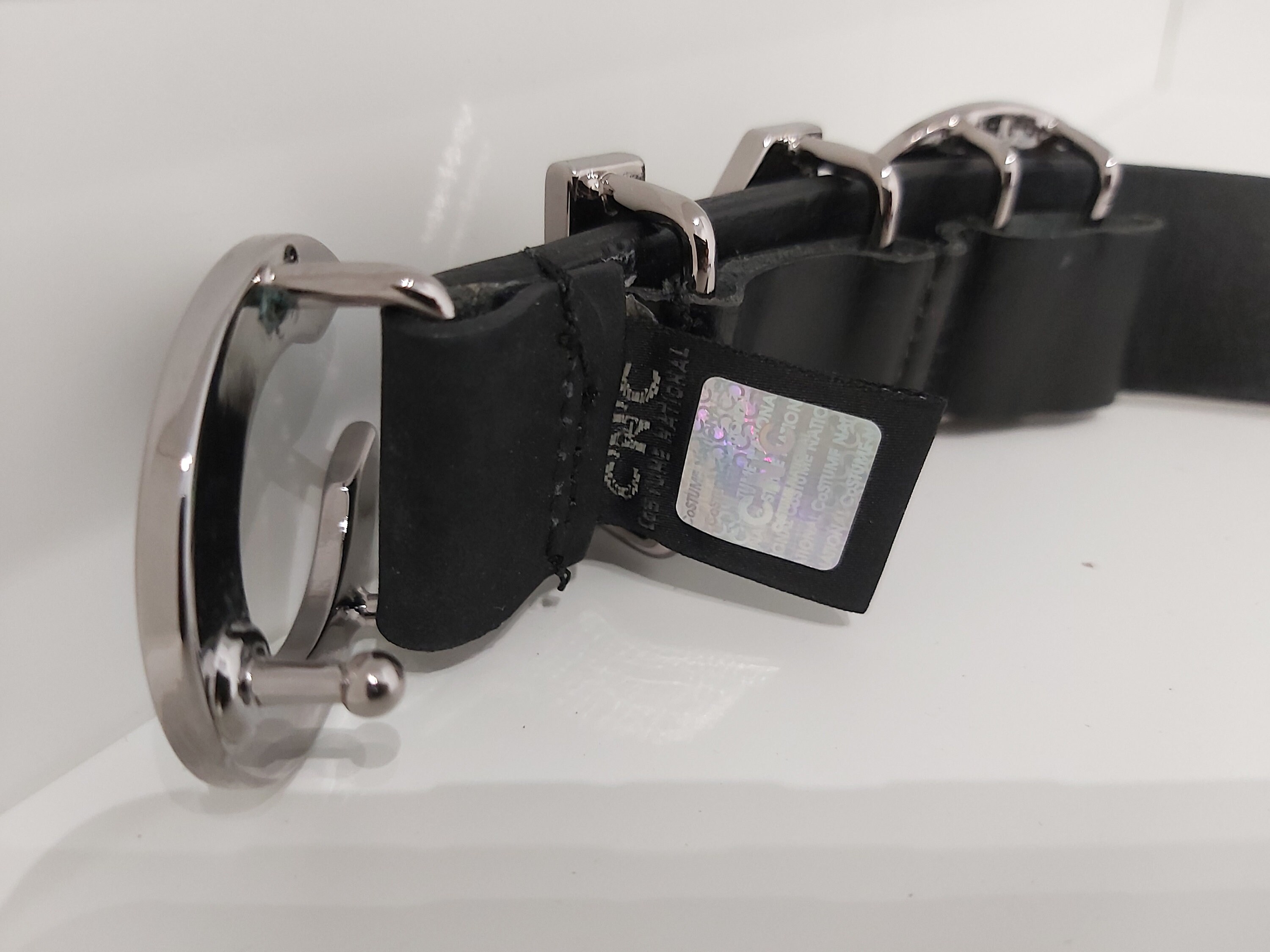 Vintage Costume National Collection Belt. Black Leather Belt