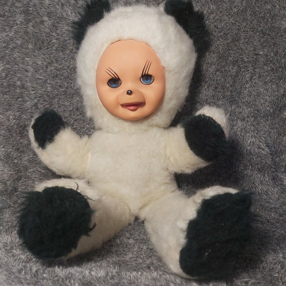 ヴィンテージ ラバーフェイス ぬいぐるみ人形 ブルーアイズ
