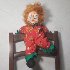 Vintage Rushton Star Creation clown 1960s. Vintage stuffed clown rubber face. Grotesque doll creepy clown vintage