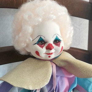 Zanini&Zambelli Clown vintage rubber face clown stuffed doll Vintage Italy. Vintage stuffed clown doll Zanini Zambelli. Vintage clown