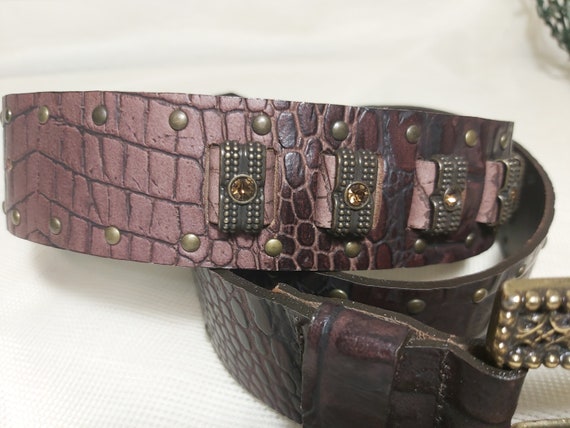 Germano Zama vintage belt. Burgundy vintage real … - image 3