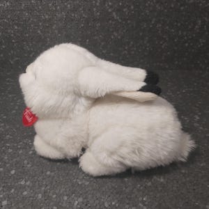 Realistic white rabbit stuffed vintage. Rabbit Trudi. Vintage plush rabbit. Vintage bunny stuffed animal. White bunny vintage plush