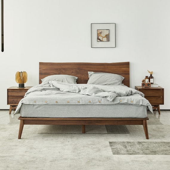 Walnut platform bed frame deals