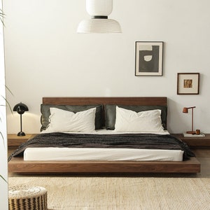 Platform Bed Frame Modern Plaftorm Bed Walnut Bed Frame Etsy
