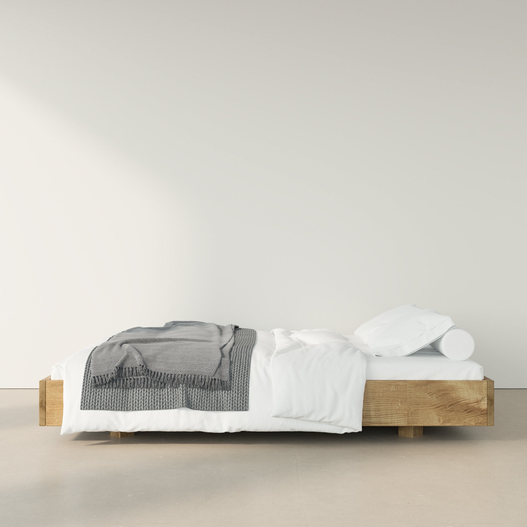 Massief bed eiken bed wit eiken bed bedframe houten - Etsy Nederland