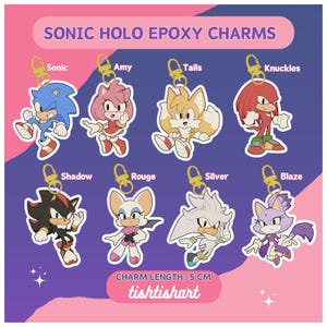 Sonic Chibi FF Rainbow Epoxy Acrylic Keychains