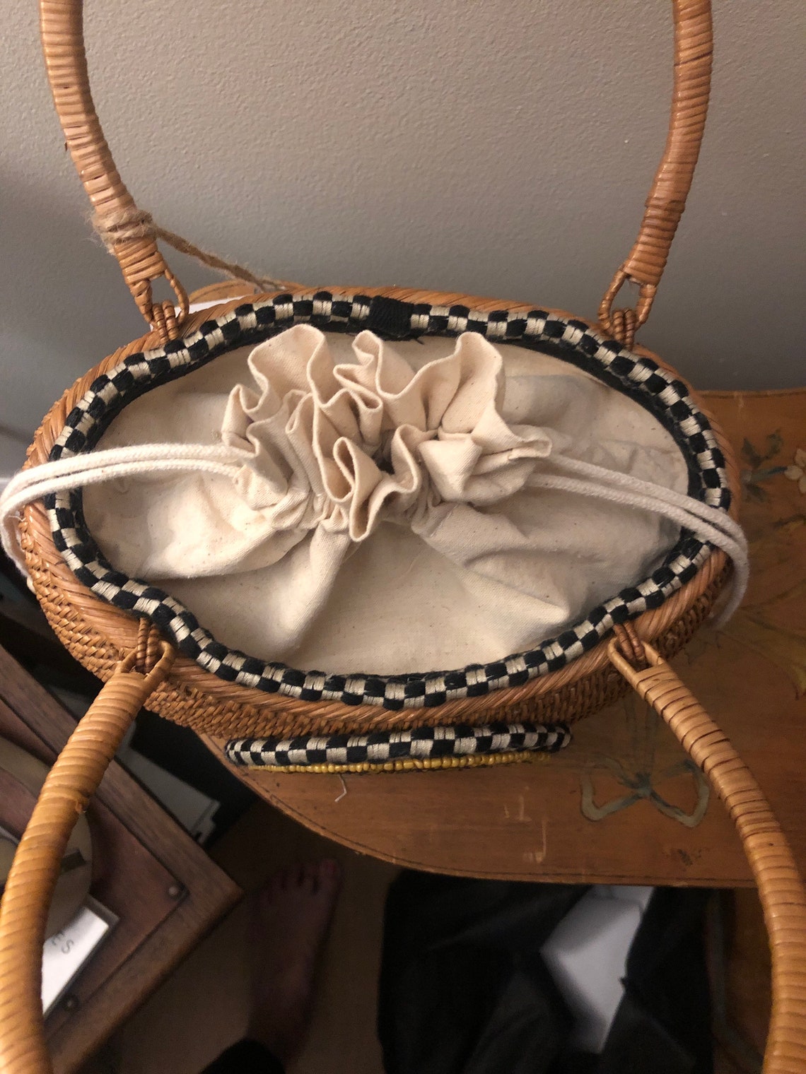 Mackenzie-Childs Embellished Rattan Handbag | Etsy