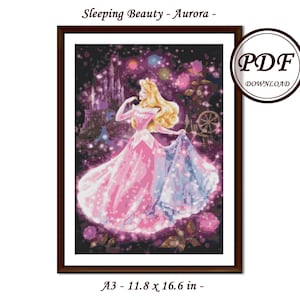 Sleeping Beauty - 2 sizes - / Princess / Cross Stitch PDF Pattern / Instant Download