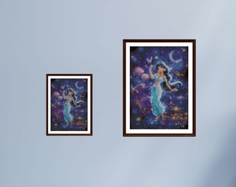 Aladdin - 2 maten - / prinses / pdf-kruissteekpatroon / direct downloaden