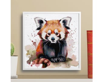 Panda rosso / Animale / Schema punto croce PDF / Download immediato