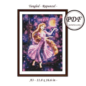 Rapunzel  - 2 sizes - / princess / Cross Stitch PDF Pattern / Instant Download