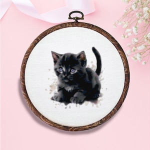 Cat - Black Kitten -  / Cross Stitch PDF Pattern / Instant Download