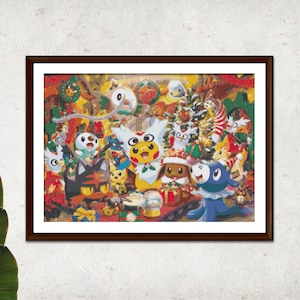 Christmas Party Pokemon / Cross Stitch PDF Pattern / Instant Download