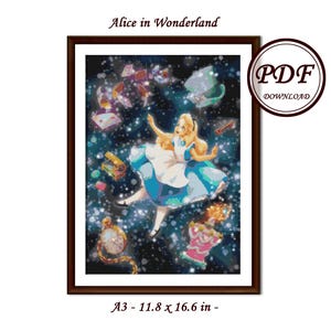 Alice in Wonderland - 2 sizes - / Cross Stitch PDF Pattern / Instant Download