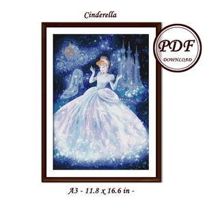 Cinderella - 2 sizes - / Princess / Cross Stitch PDF Pattern / Instant Download