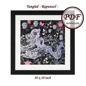 Rapunzel / princess Silhouette / Cross Stitch PDF Pattern / Instant Download