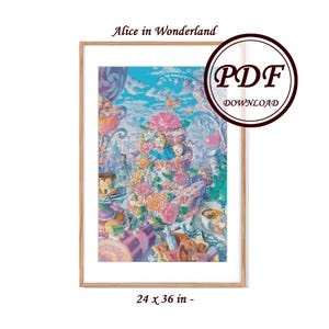 Poster Size - Alice in Wonderland - / Cross Stitch PDF Pattern / Instant Download