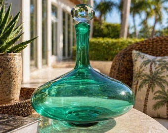 Rare Vintage Blenko Olive Green Glass Decanter W/stopper – Joel