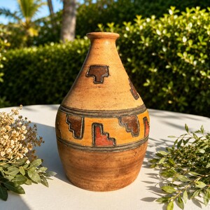 Vintage Ceramicas Seminario Peruvian Pottery Vase Urubamba Cusco Andean Art 6"
