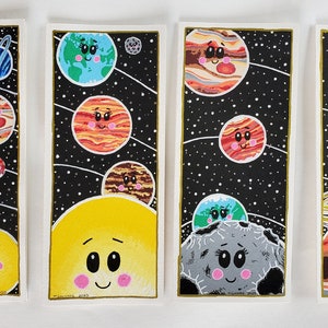 Jeu de cartes de voeux système solaire mignon