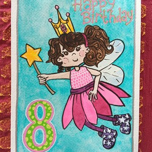 Fée Princesse #8 Carte d’anniversaire faite à la main