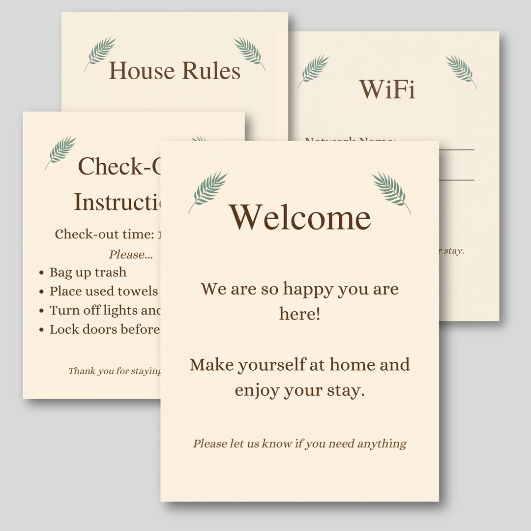 Airbnb Welcome Kit Printable | Boho Minimalist Guest Essentials Bundle ...