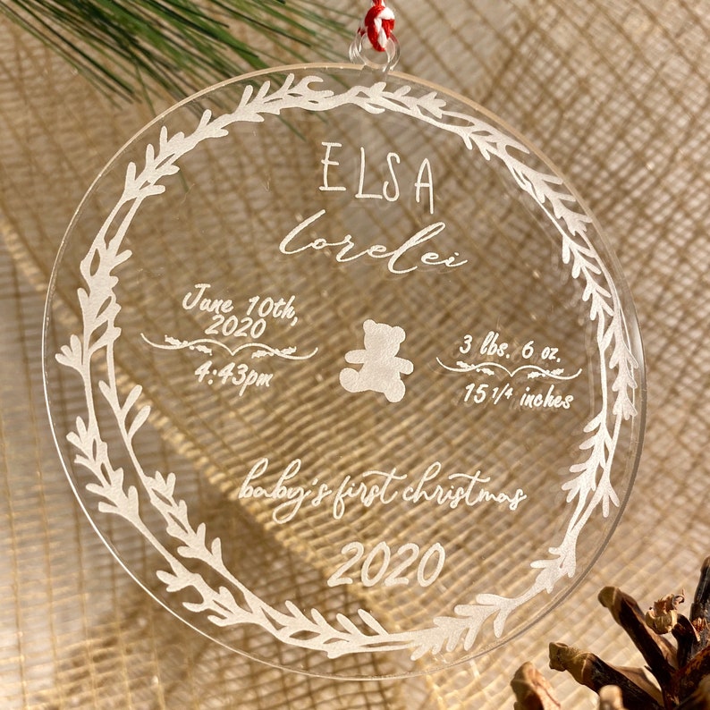 Baby Ornament Babys First Christmas Babys First Christmas Ornament 2020 Babys First Christmas Ornament Customizable Baby Ornament