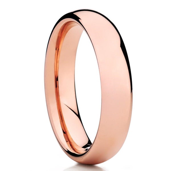 Rose Gold Tungsten Wedding Ring,Dome Tungsten Wedding Ring,Anniversary Ring,Dome Tungsten Ring,Engagement Ring,18K Rose Gold Ring,Shiny Ring