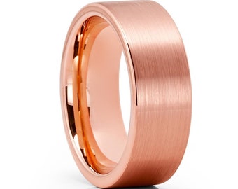 Rose Gold Tungsten Wedding Ring,Rose Gold Tungsten Ring,Anniversary Ring,Men & Women,Unique Tungsten Ring,18k Rose Gold,Tungsten Carbide