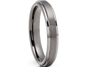 Gunmetal Tungsten Wedding Ring|Unique Tungsten Ring|Gray Gunmetal Ring|Anniversary Ring|Tungsten Carbide Ring|Men & Women|Gunmetal Tungsten