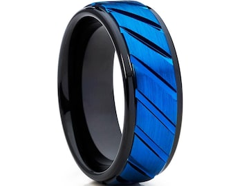 Wolfram Ehering Schwarz,Hochzeitsring Wolframcarbid,Männer & Frauen,Schwarzer Ehering,Ehering 8 mm,Unique Rings