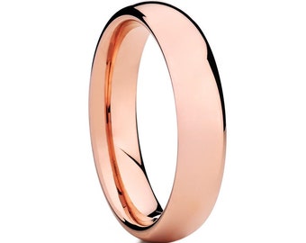 Rose Gold Tungsten Wedding Ring,Dome Tungsten Wedding Ring,Anniversary Ring,Dome Tungsten Ring,Engagement Ring,18K Rose Gold Ring,Shiny Ring