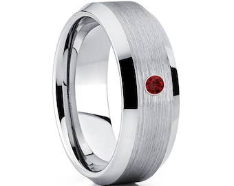 Ruby Tungsten Wedding Ring,Men's Tungsten Wedding Bands,Tungsten Wedding Ring,Anniversary Ring,Engagement Ring,Tungsten Carbide Ring