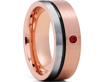 Rosegold Wolfram Ehering, Rubin Wolfram Ehering, Wolfram Ehering, Jubiläumsring, Männer & Frauen, 18k Rosegold Ring, schwarze Ringe