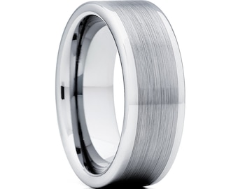 Fede nuziale in tungsteno da uomo, anello di anniversario, anello di fidanzamento, anello in tungsteno argento, fede nuziale da 8 mm, anello in carburo di tungsteno, anello con vestibilità comoda