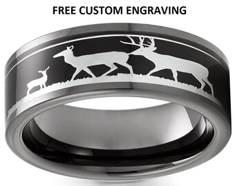 Hunters Wedding Band,Deer Ring,Buck Wedding Ring,Buck Wedding Band,8MM Wedding Band,Unique Wedding Ring,AnniversarY Ring,Hunters Band,Unique