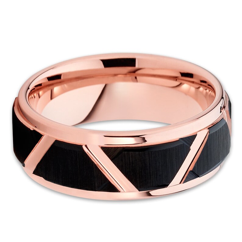 Rose Gold Tungsten Wedding Ring,Black Tungsten Wedding Ring,Anniversary Ring,Engagement Ring,Black Wedding Ring,8mm Tungsten Ring,Unique