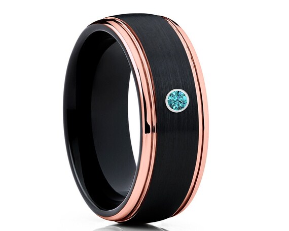 Blue Diamond Tungsten Wedding Ring black Tungsten Wedding Ring blue Diamond Ring anniversary Ring engagement Ring black Wedding Ring brush Etsy Canada