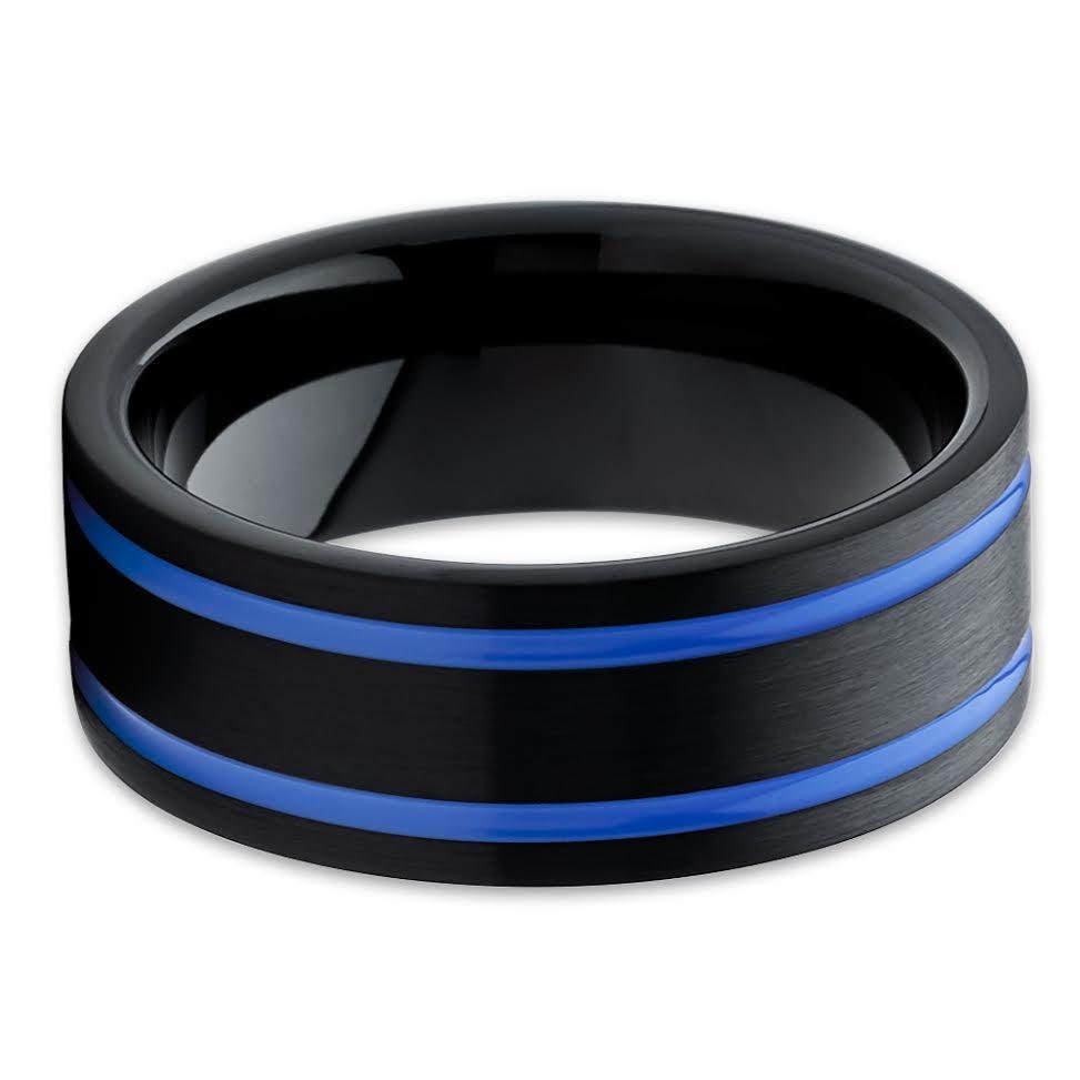 8mm Black Tungsten Wedding RingBlue Tungsten RingTungsten | Etsy