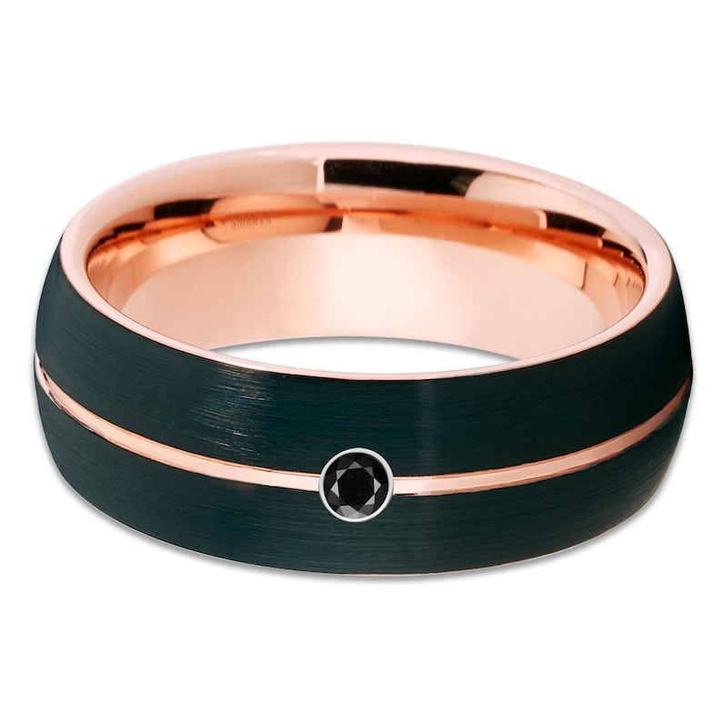 Black Diamond Tungsten Wedding Ring,Rose Gold Tungsten Ring,Anniversary Ring,Engagement Ring,18k Rose Gold,Tungsten Carbide Ring,18 Rose