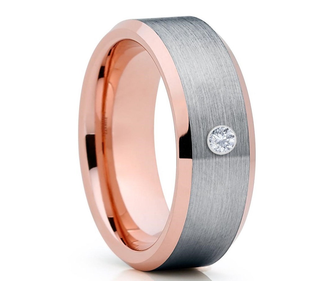 King Will - Anillos de tungsteno martillados de 8 mm para hombres y mujeres, con cúpula, negro