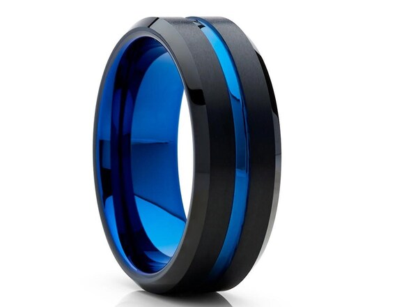 Blue Tungsten Wedding Ring black Tungsten Wedding Ring anniversary Ring engagement Ring tungsten Carbide Ring engagement Ring black Ring Etsy Ireland