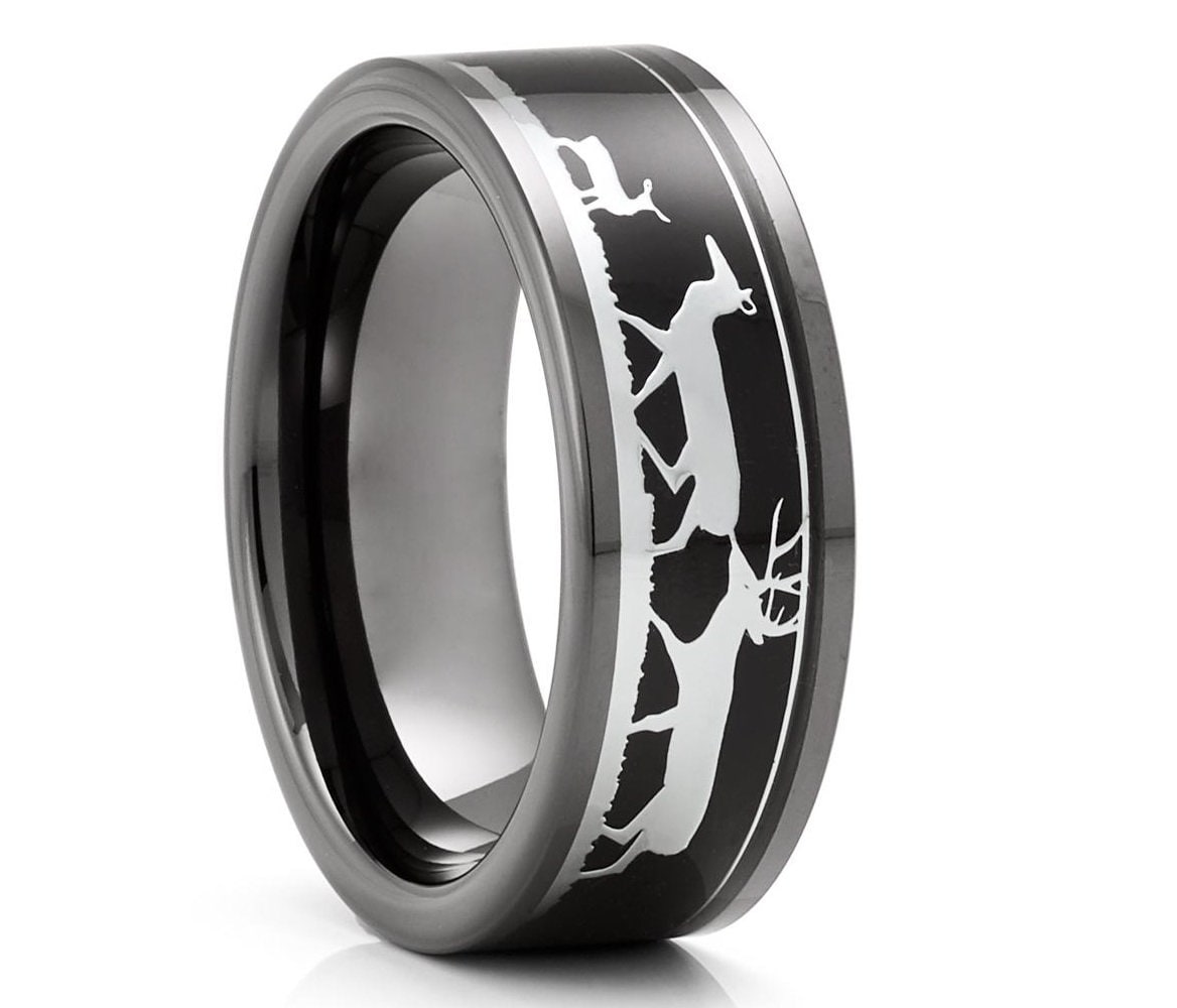 Hunters Wedding Band deer Ring buck Wedding Ring buck Wedding Band 8mm Wedding Band unique Wedding Ring anniversary Ring hunters Band unique Etsy UK