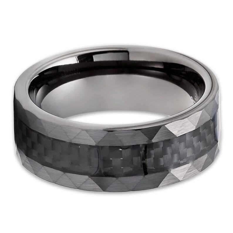 Gunmetal Tungsten Wedding Ring|Carbon Fiber Ring|Tungsten Wedding Ring|Anniversary Ring|Engagement Ring|Tungsten Wedding Band|Hammered Ring