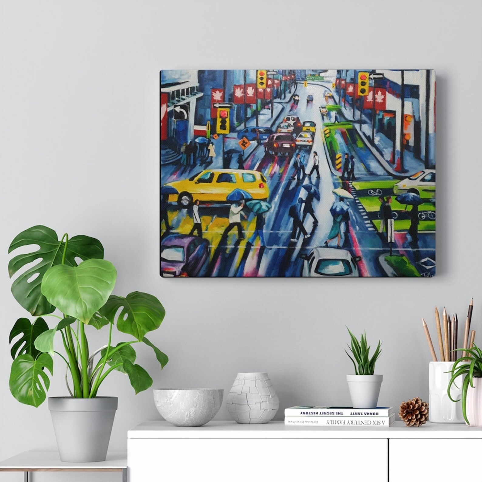Vancouver Canada Oil Painting on Canvas Street View Landscape Wall Art