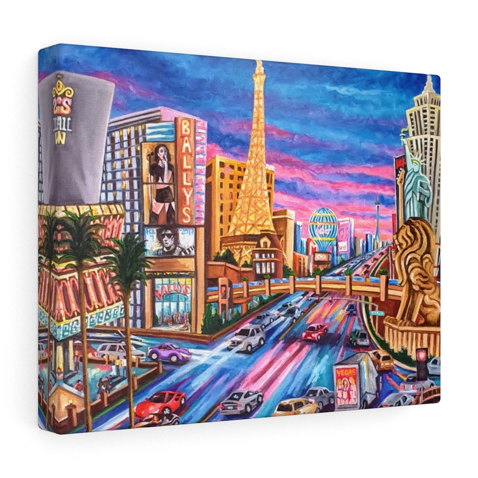 Las Vegas the Strip at Sunset Oil Painting in Stretched Etsy