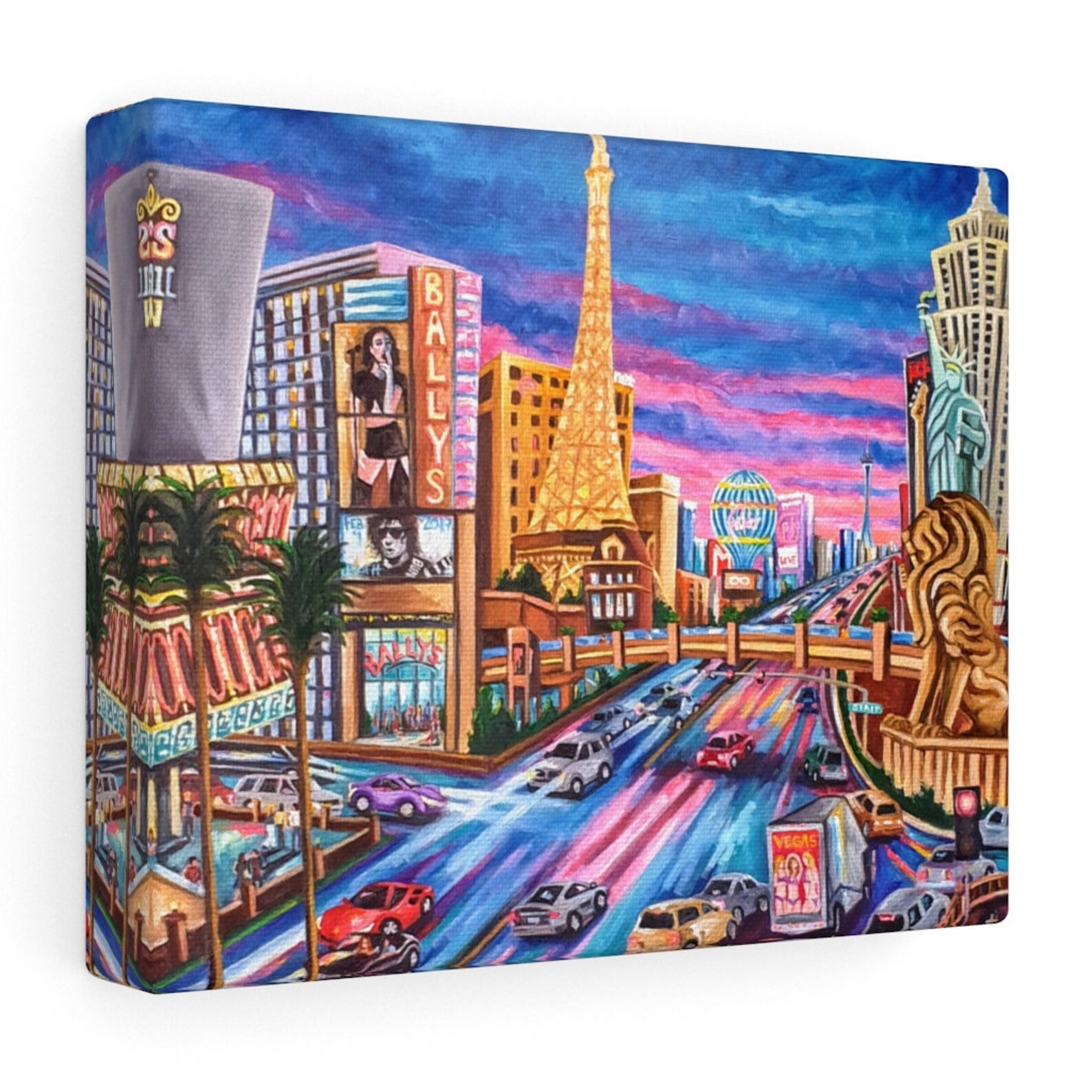 Las Vegas the Strip at Sunset Oil Painting in Stretched Etsy