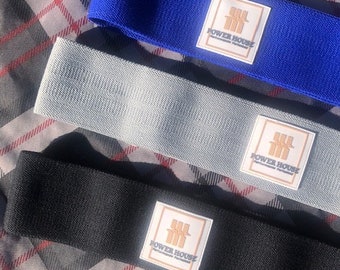 Bandas elásticas de tela para ejercicios de glúteos y caderas con bolsa de viaje.