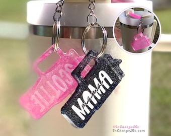Customizable Stanley Topper and Charm 40 OZ Lid | Pink & White Dancer Topper with a Personalized Sparkly Accessory With Your Name | Keychain